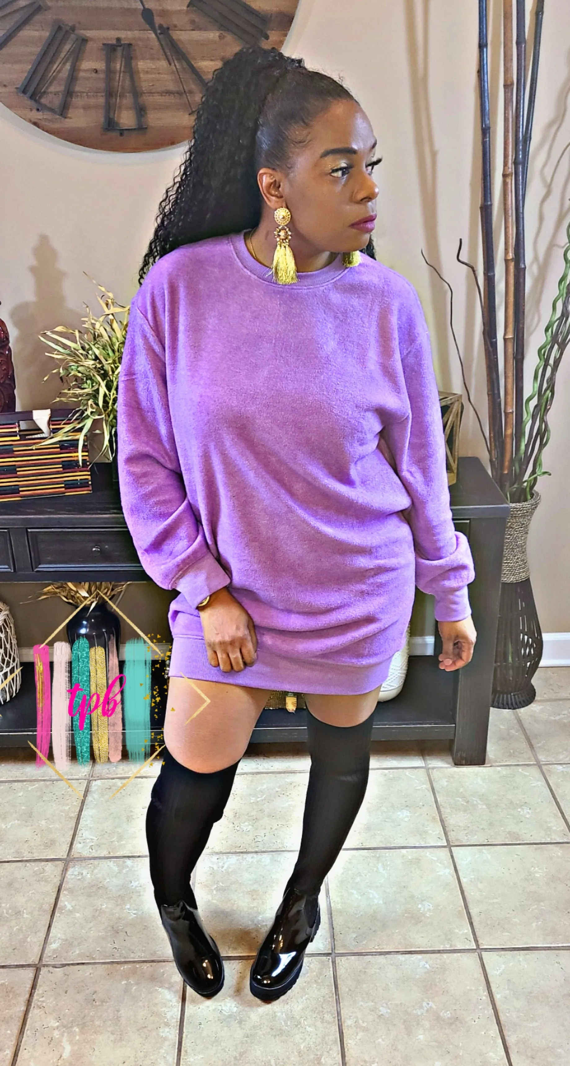 Scoop Long Sleeve Sweater Dress