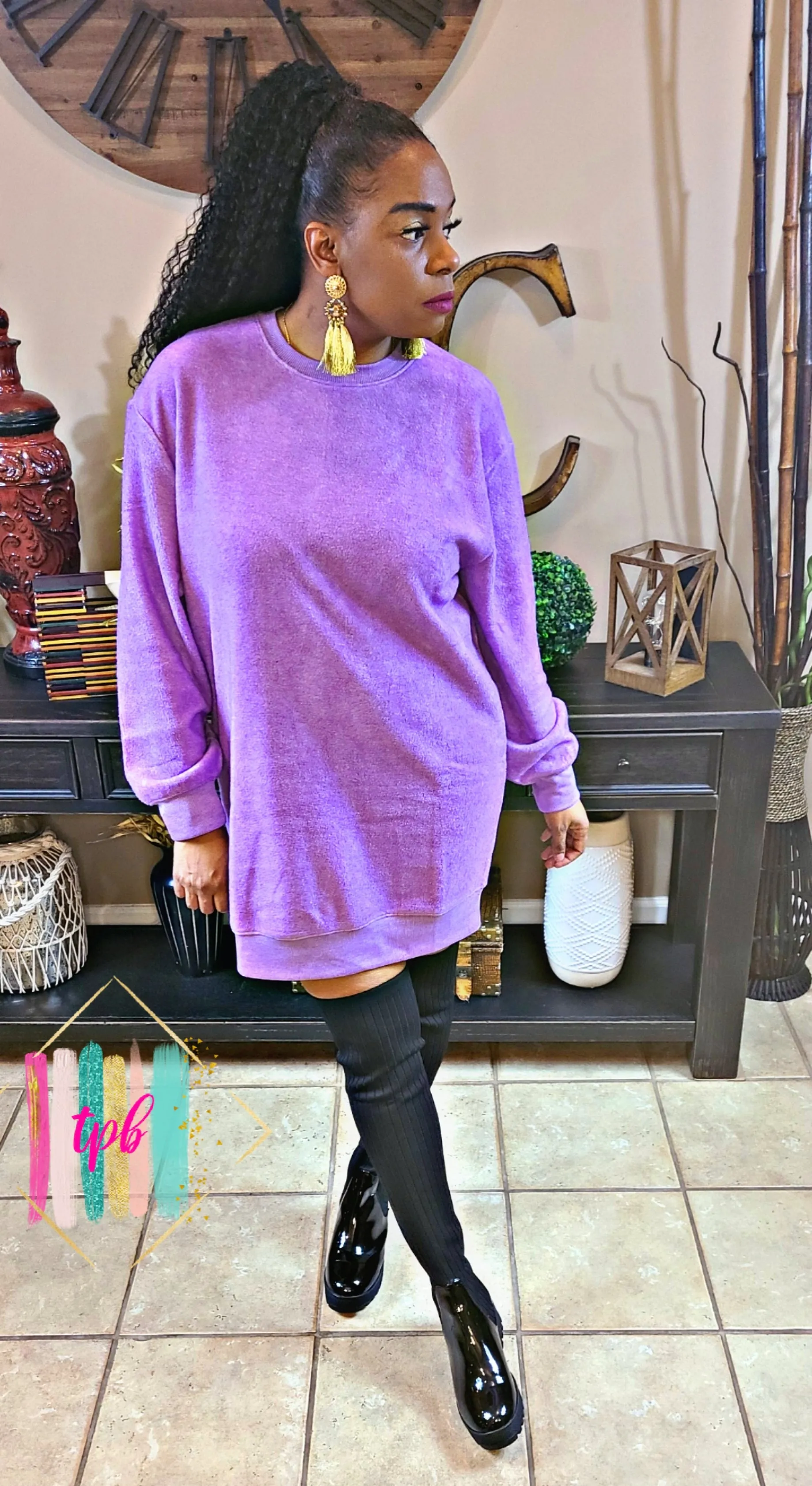 Scoop Long Sleeve Sweater Dress