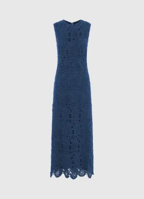 Serena Crochet Midi Dress - Navy