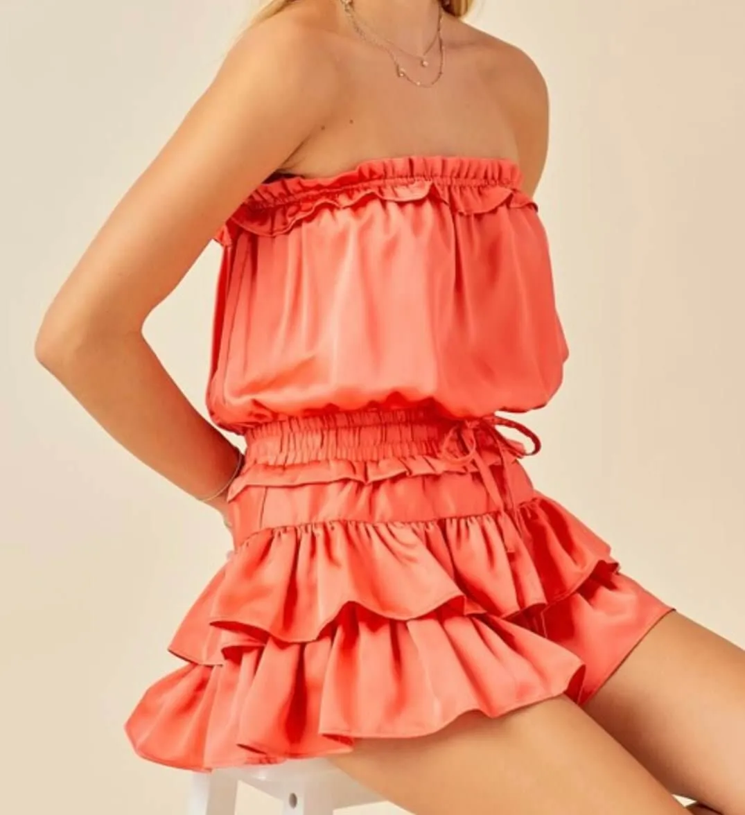 The Bethany Romper: Strapless Ruffled Romper