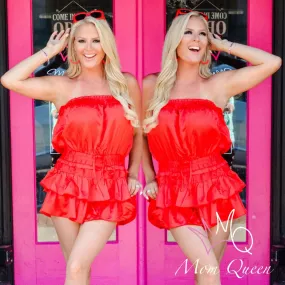 The Bethany Romper: Strapless Ruffled Romper