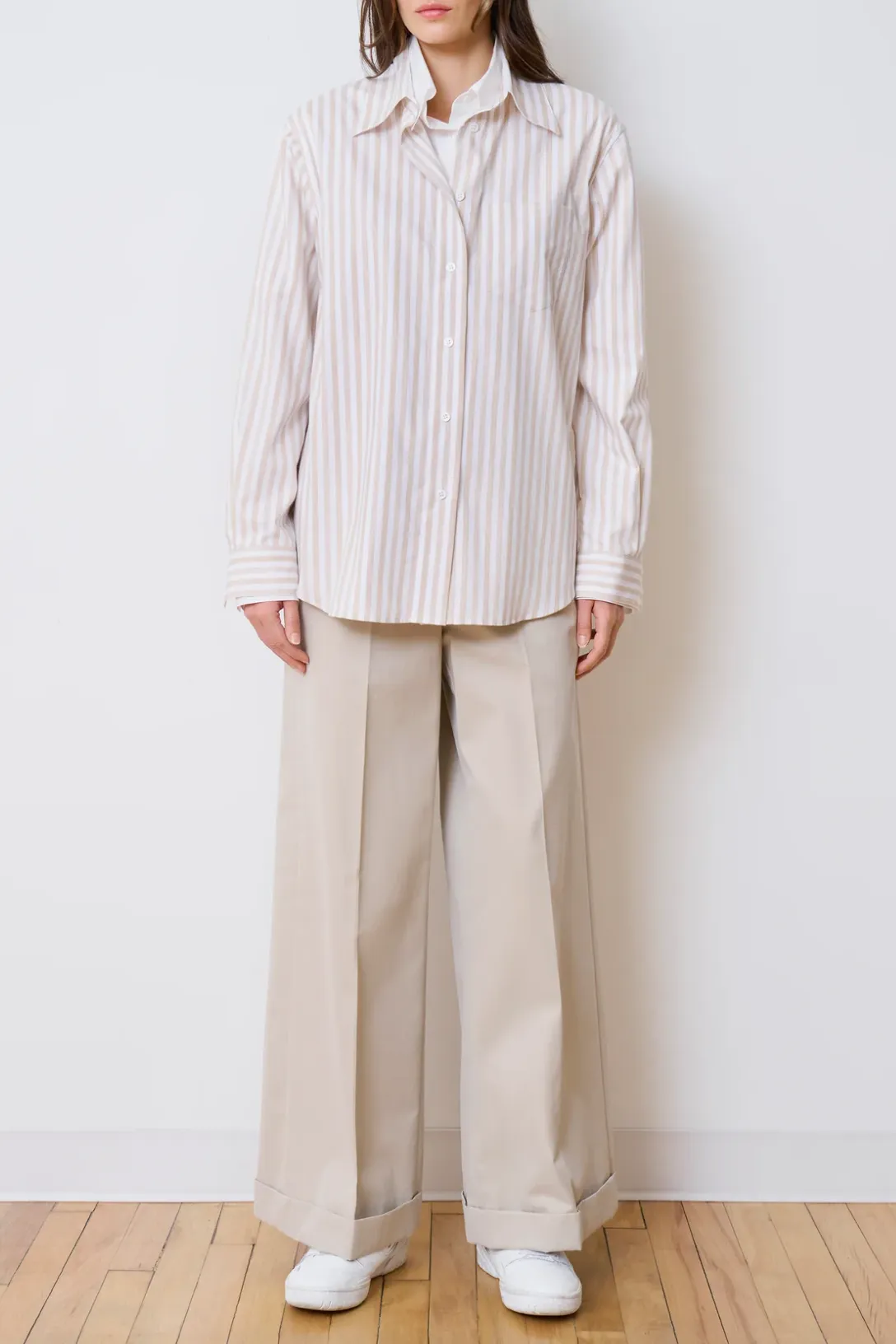 The Double Shirt | Beige Stripe