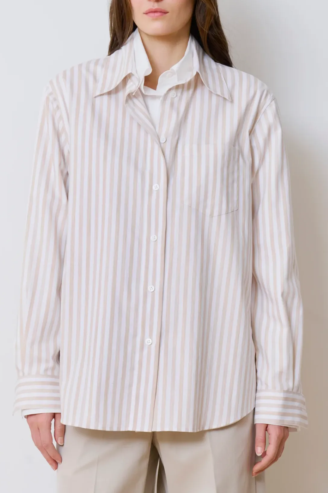 The Double Shirt | Beige Stripe