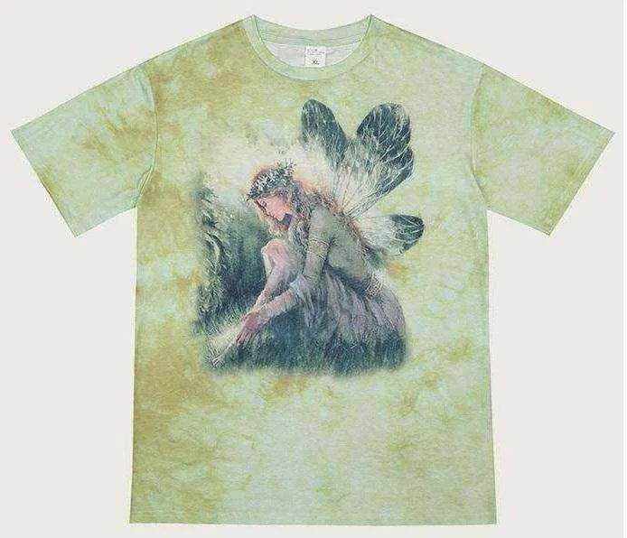 Tie-Dye Hip-hop Loose Short Sleeve Printed Female T-Shirt
