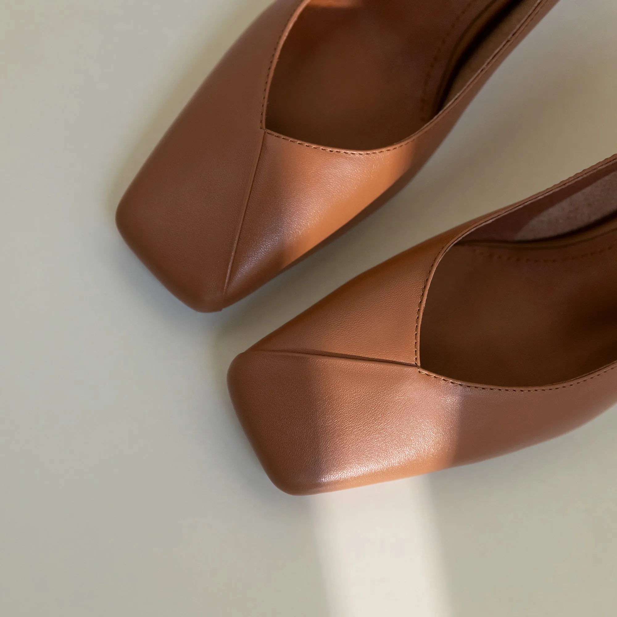 TinaCus Genuine Leather Handmade Women's Square Toe Unique Mid Heel Slip On Comfortable Pumps