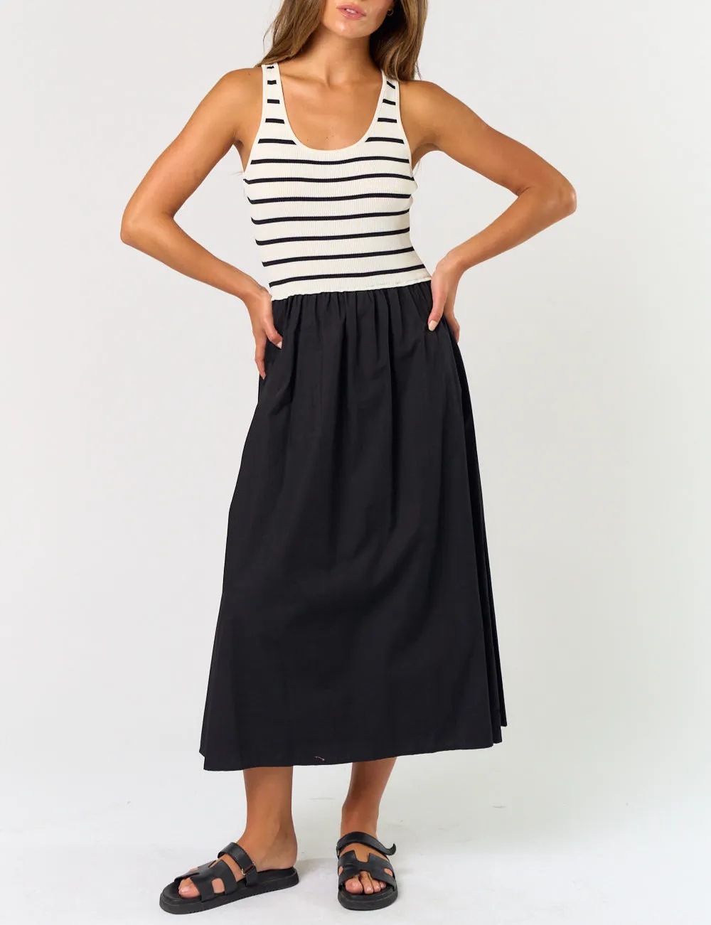 Tuxedo Doll Sleeveless Striped Poplin Dress