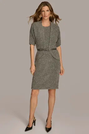 TWO PIECE SWEATER DRESS WITH BELT