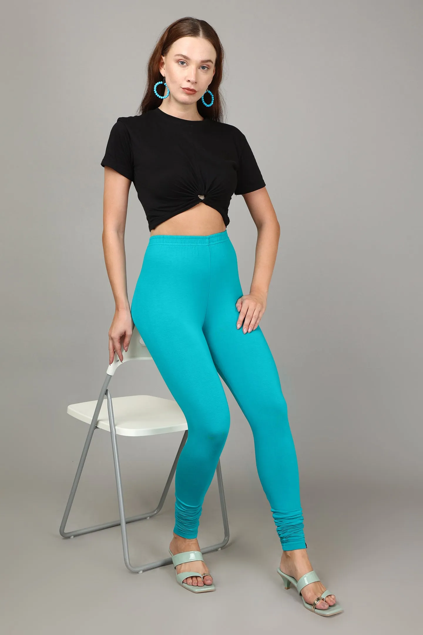 VISCOSE CHURIDAR LEGGINGS - TURQUOISE