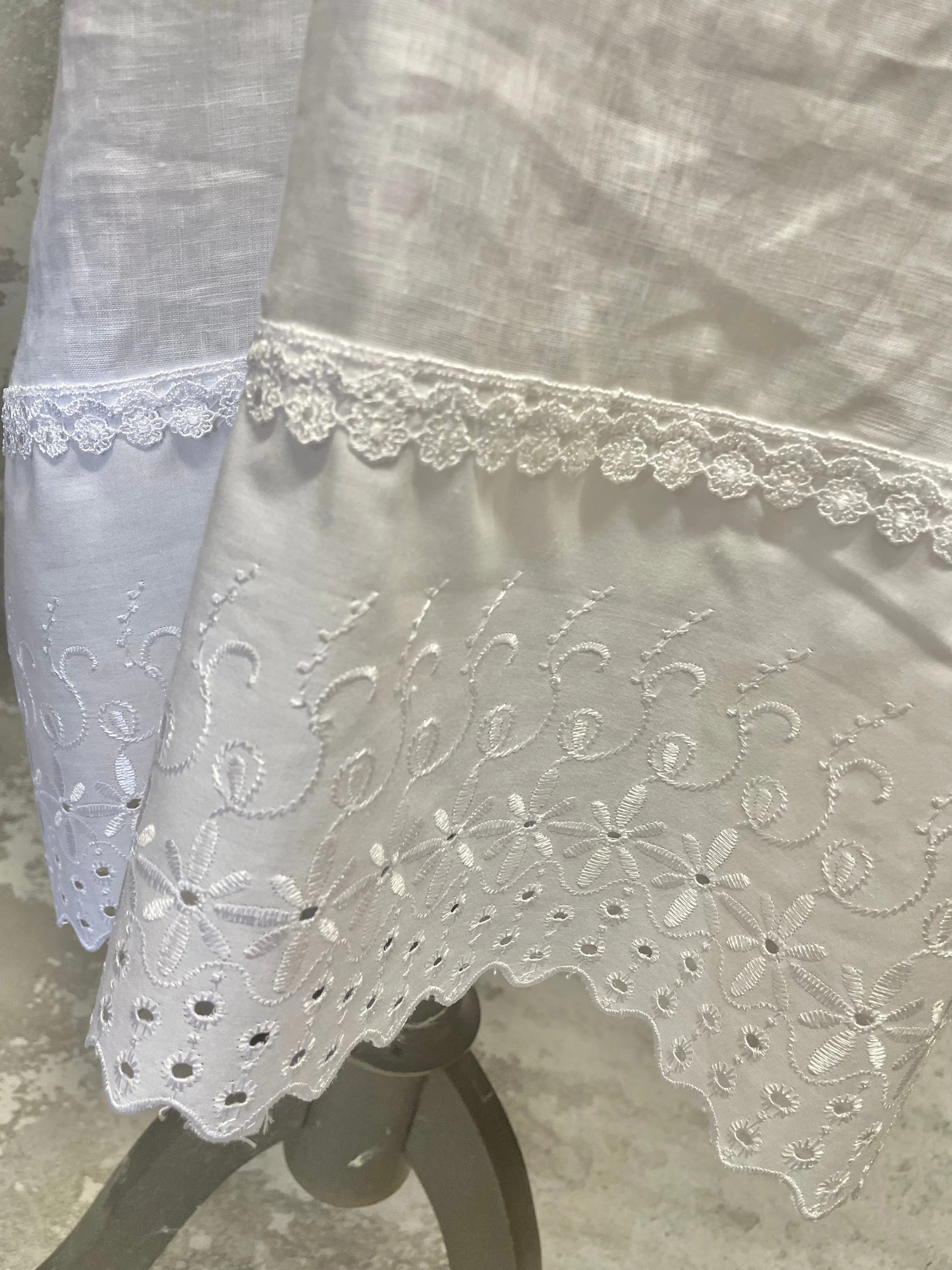 White linen and lace slip