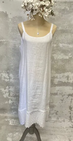 White linen and lace slip