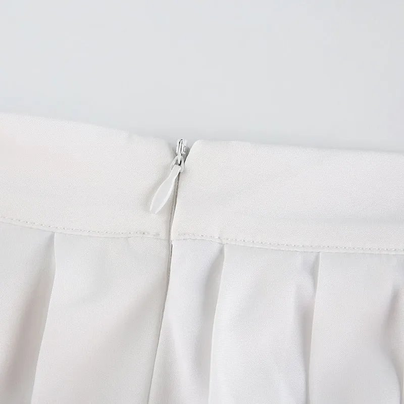White M Embro Tennis Skirt