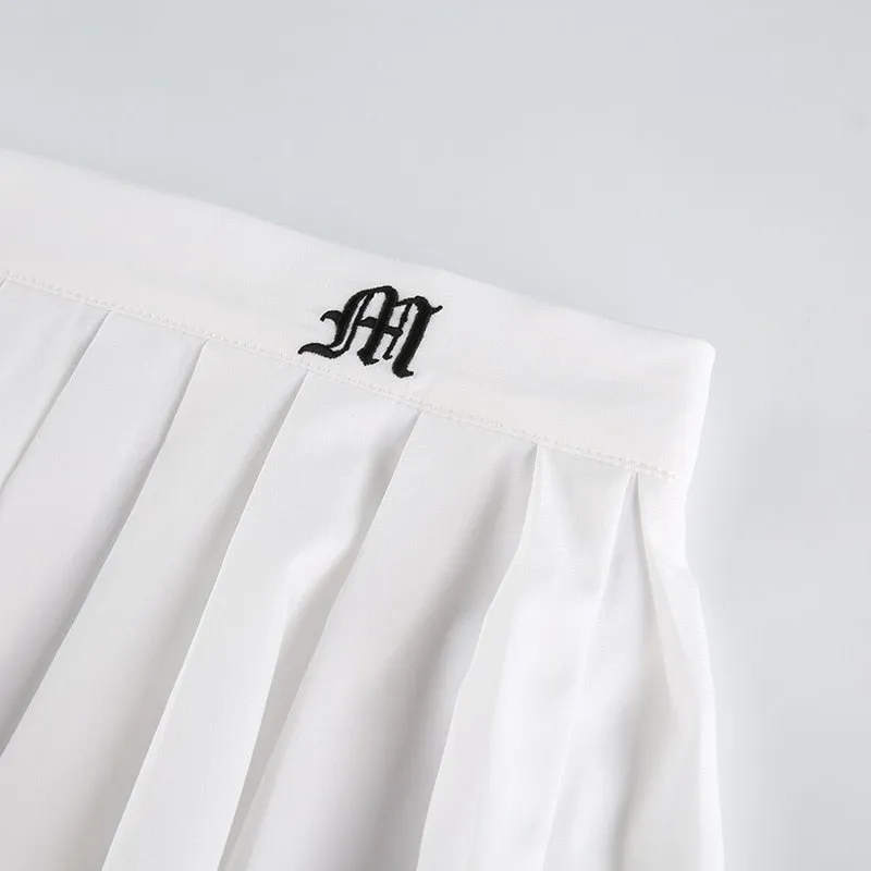 White M Embro Tennis Skirt