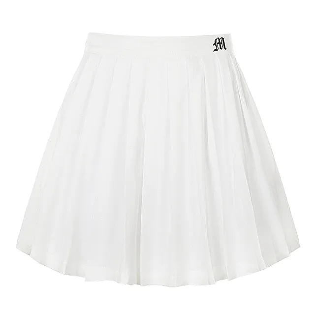 White M Embro Tennis Skirt