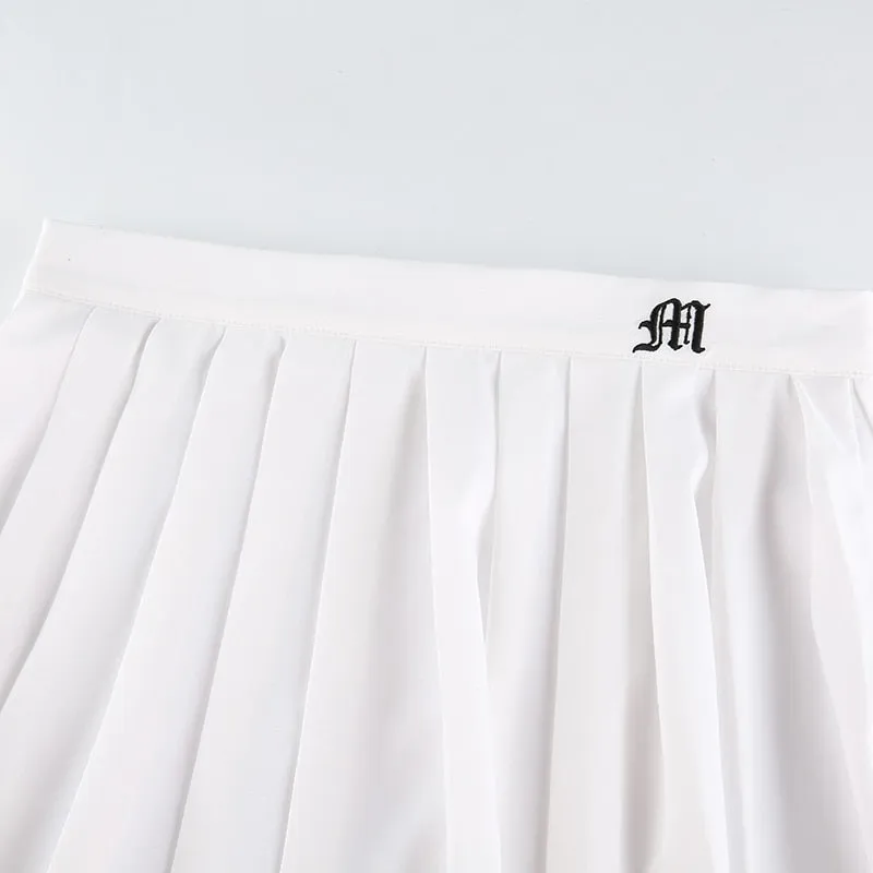 White M Embro Tennis Skirt