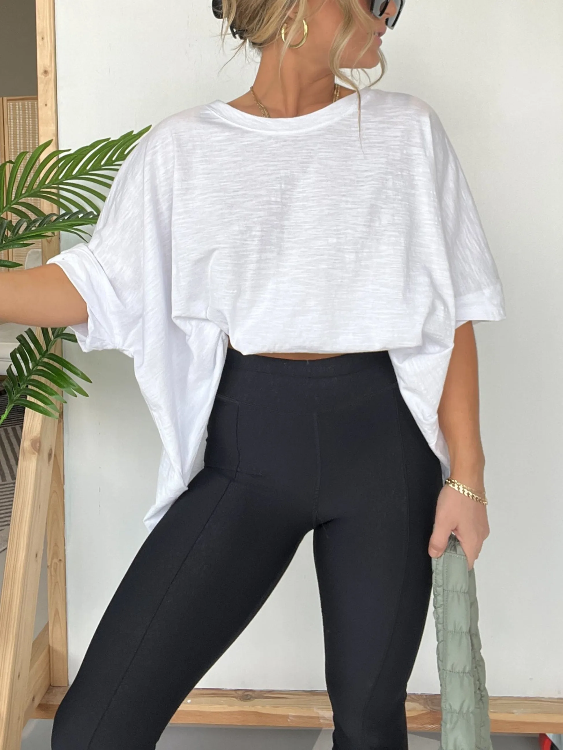Women's Round Neckline Oversized Midi Length Boxy Tee (Buy 3 Free Shipping)