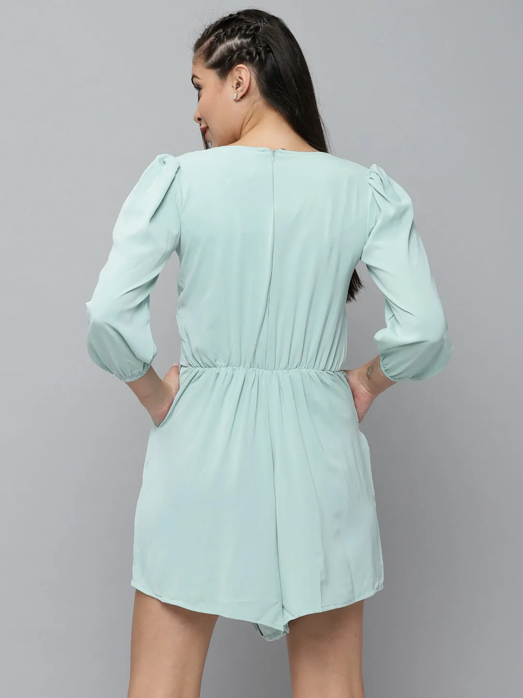 Women's Sea Green Solid  Jumpsuit