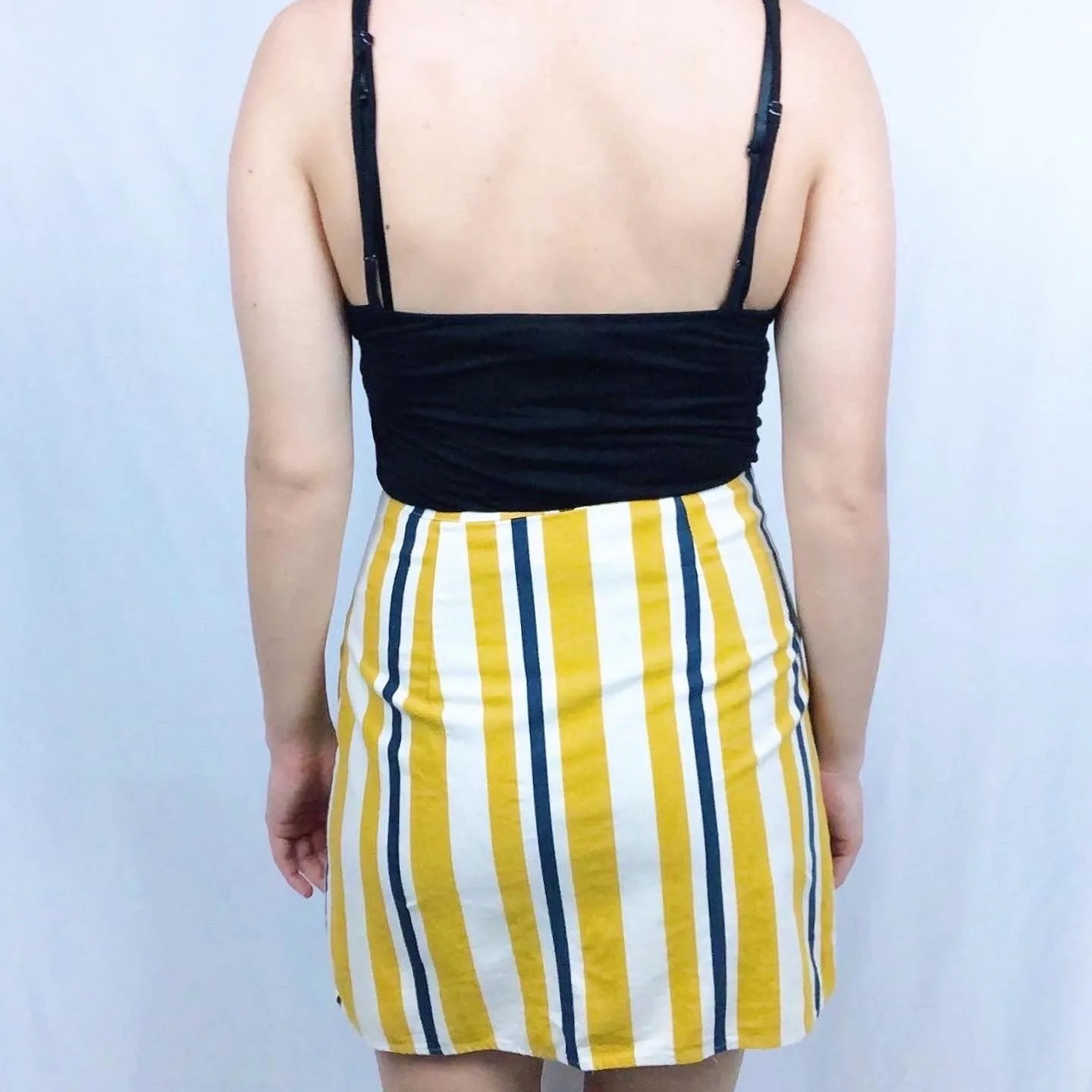 Yellow Striped Button Up Skirt