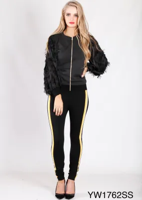 YW1762SS Fringe Sleeve Bomber Jacket (Pack)