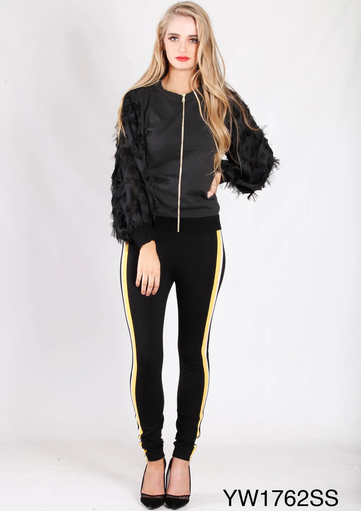 YW1762SS Fringe Sleeve Bomber Jacket (Pack)