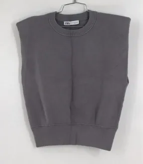 Zara Women's Gray Knitted Crew Neck Sweater Vest - Size Medium